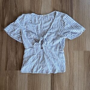 Abercrombie & Fitch Light Blue Striped Blouse